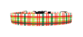 Light Christmas Plaid Dog Collar